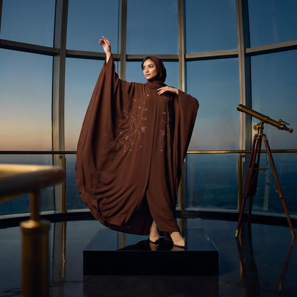 Cocoa Constellation Batwing Abaya