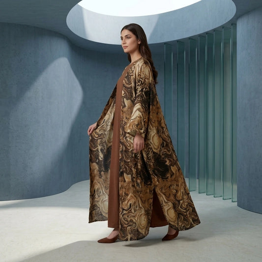 Coffee & Gold Agate Abaya