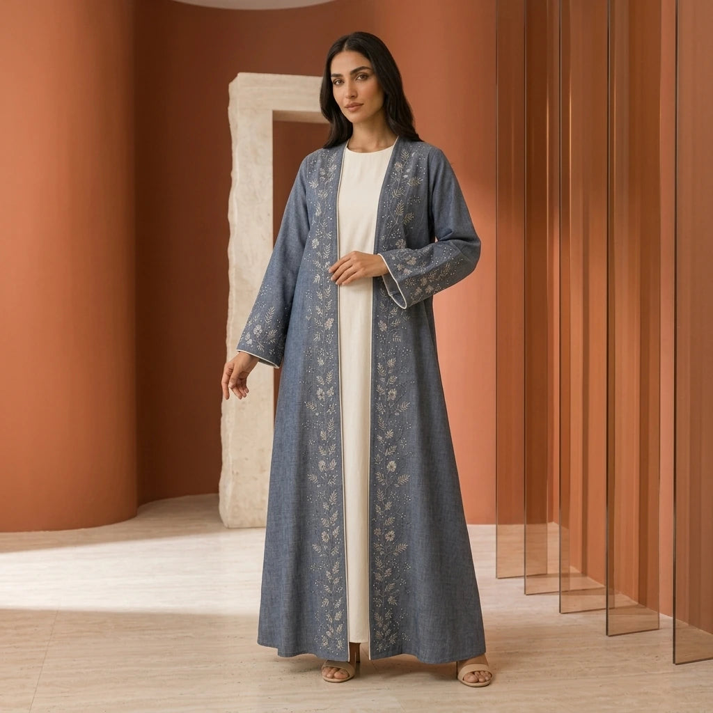 Silver Garden Abaya