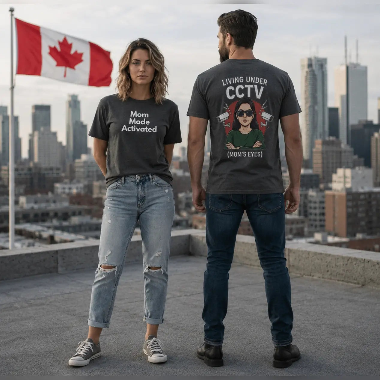 Mom Mode Activated CCTV Graphic T-Shirt