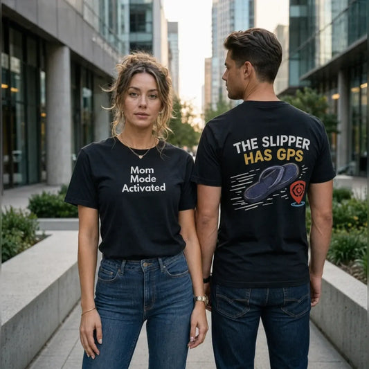 Mom Mode Activated Slipper GPS Graphic T-Shirt