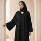 Noir Organza Blossom Abaya