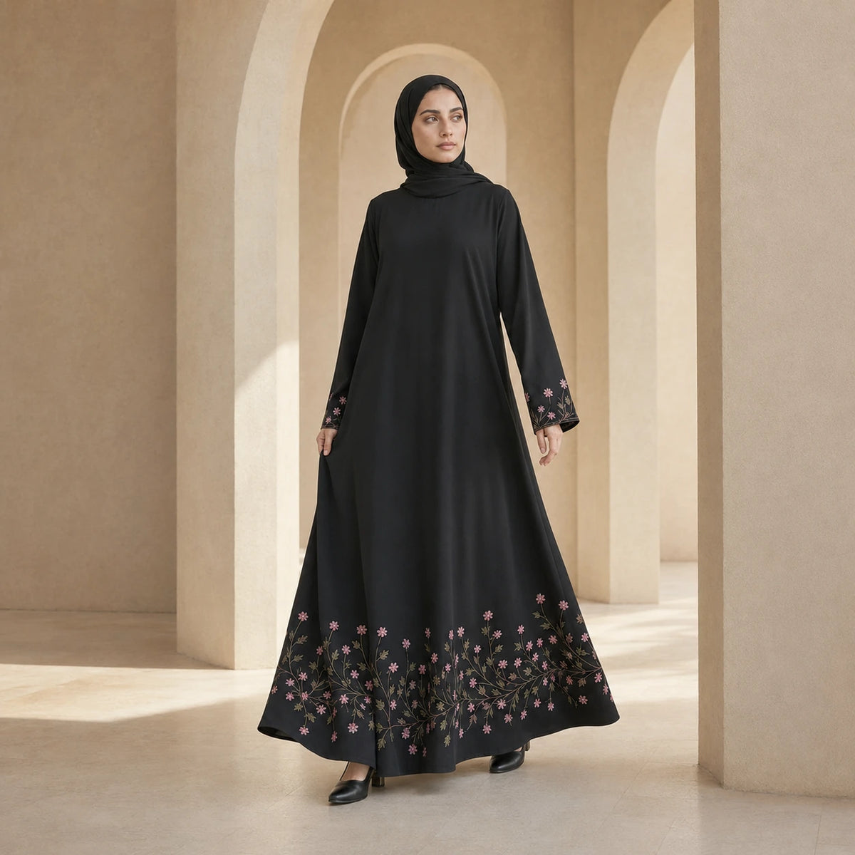 Noir Heritage Embroidered Abaya