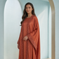 Burnt Orange Pleated Satin Abaya