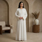 Ivory Brocade Cuff Abaya