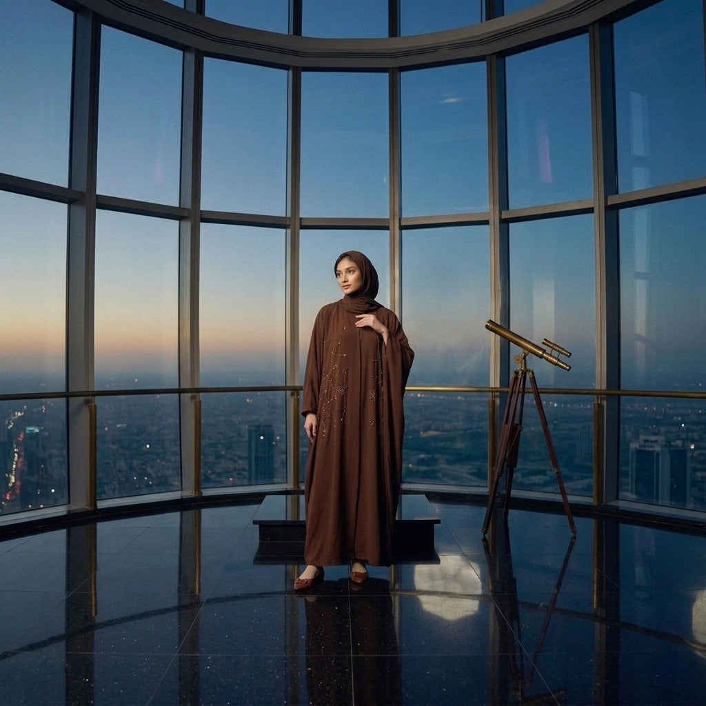 Cocoa Constellation Batwing Abaya