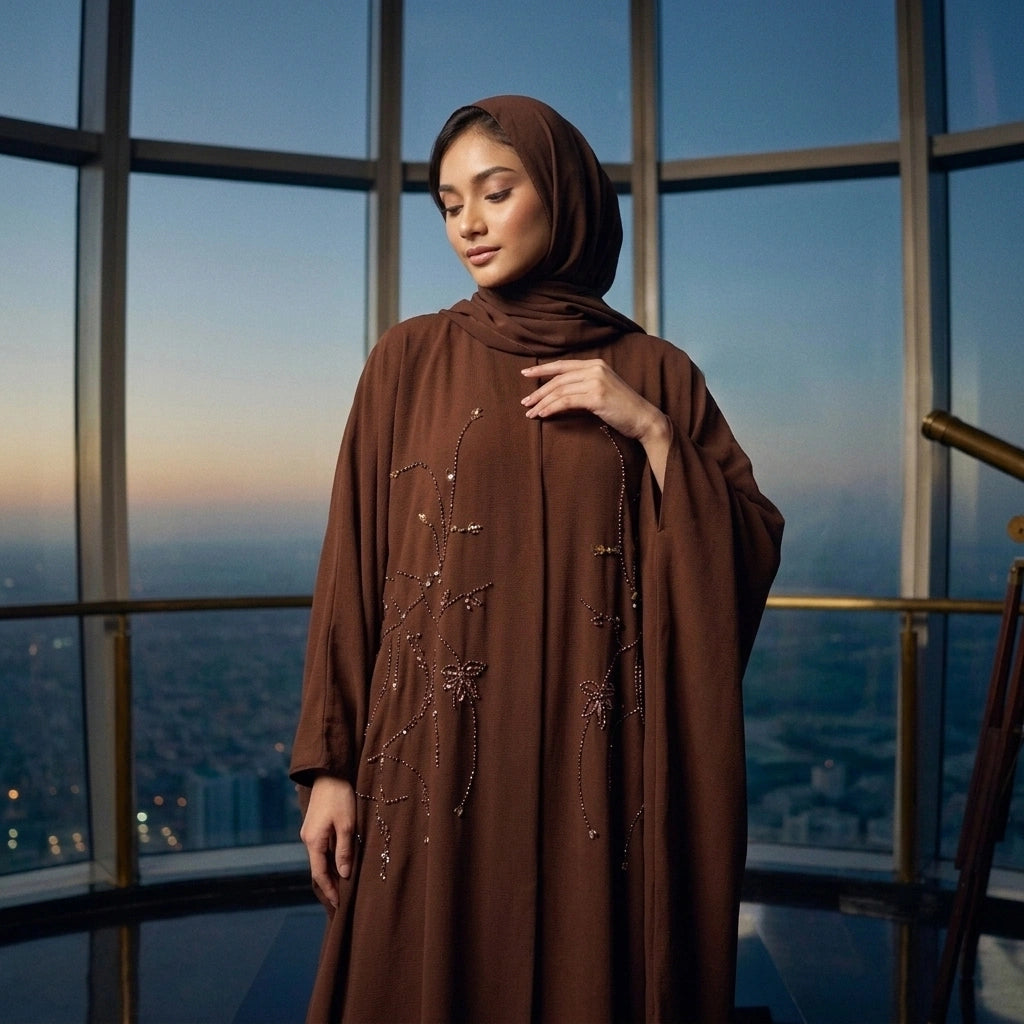 Cocoa Constellation Batwing Abaya