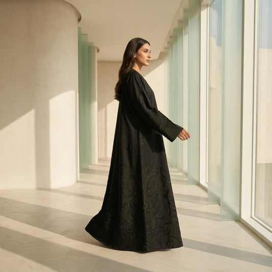 Midnight Jacquard Flare Abaya