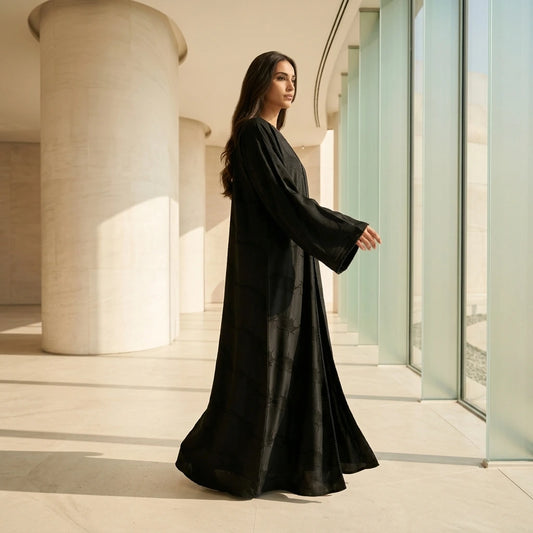Noir Rhinestone Wrap Abaya