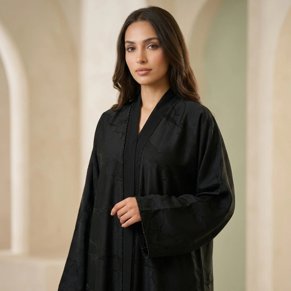 Noir Rhinestone Wrap Abaya