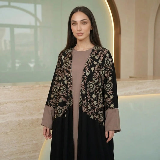 Midnight Embroidered Kimono Set