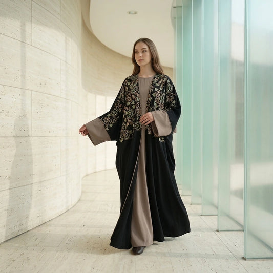 Midnight Embroidered Kimono Set
