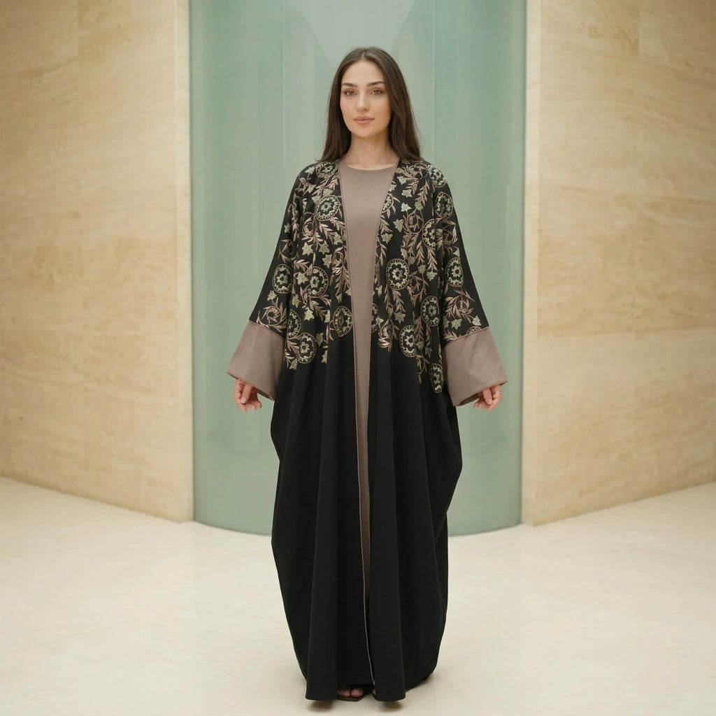 Midnight Embroidered Kimono Set