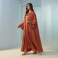 Burnt Orange Pleated Satin Abaya