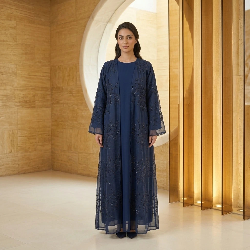 Navy Branching Abaya