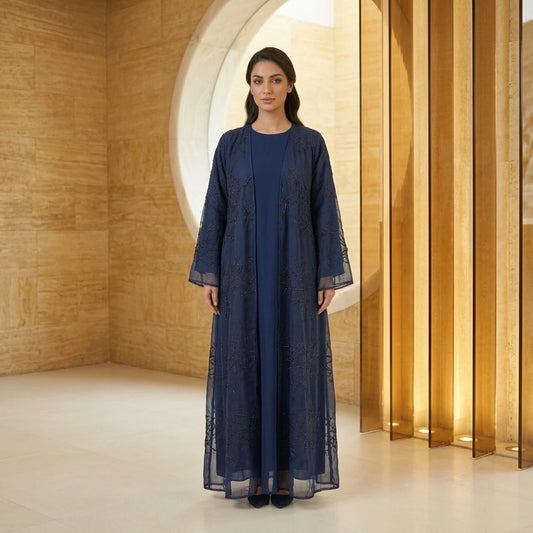 Navy Branching Abaya