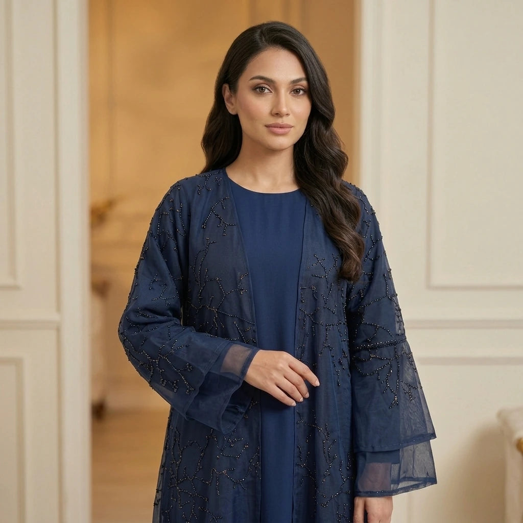Navy Branching Abaya