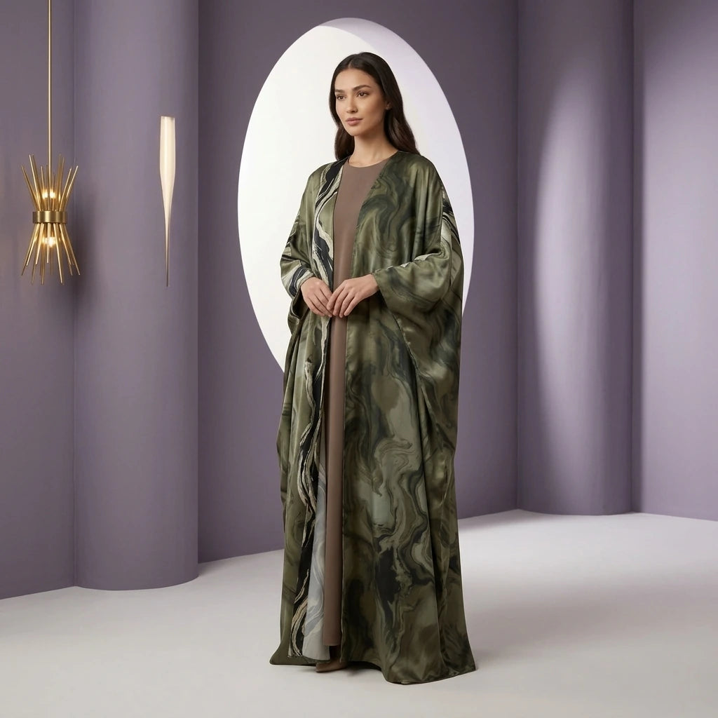 Olive Marbled Abaya