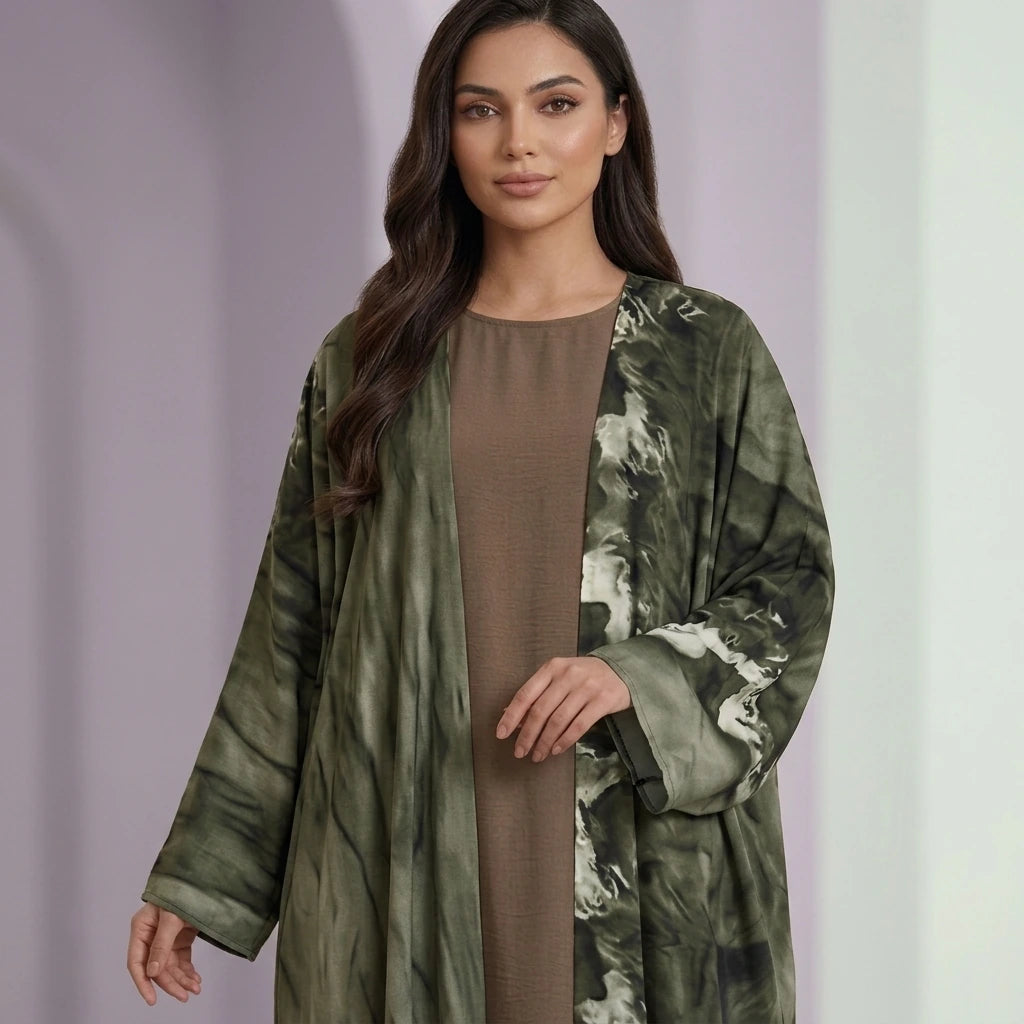 Olive Marbled Abaya