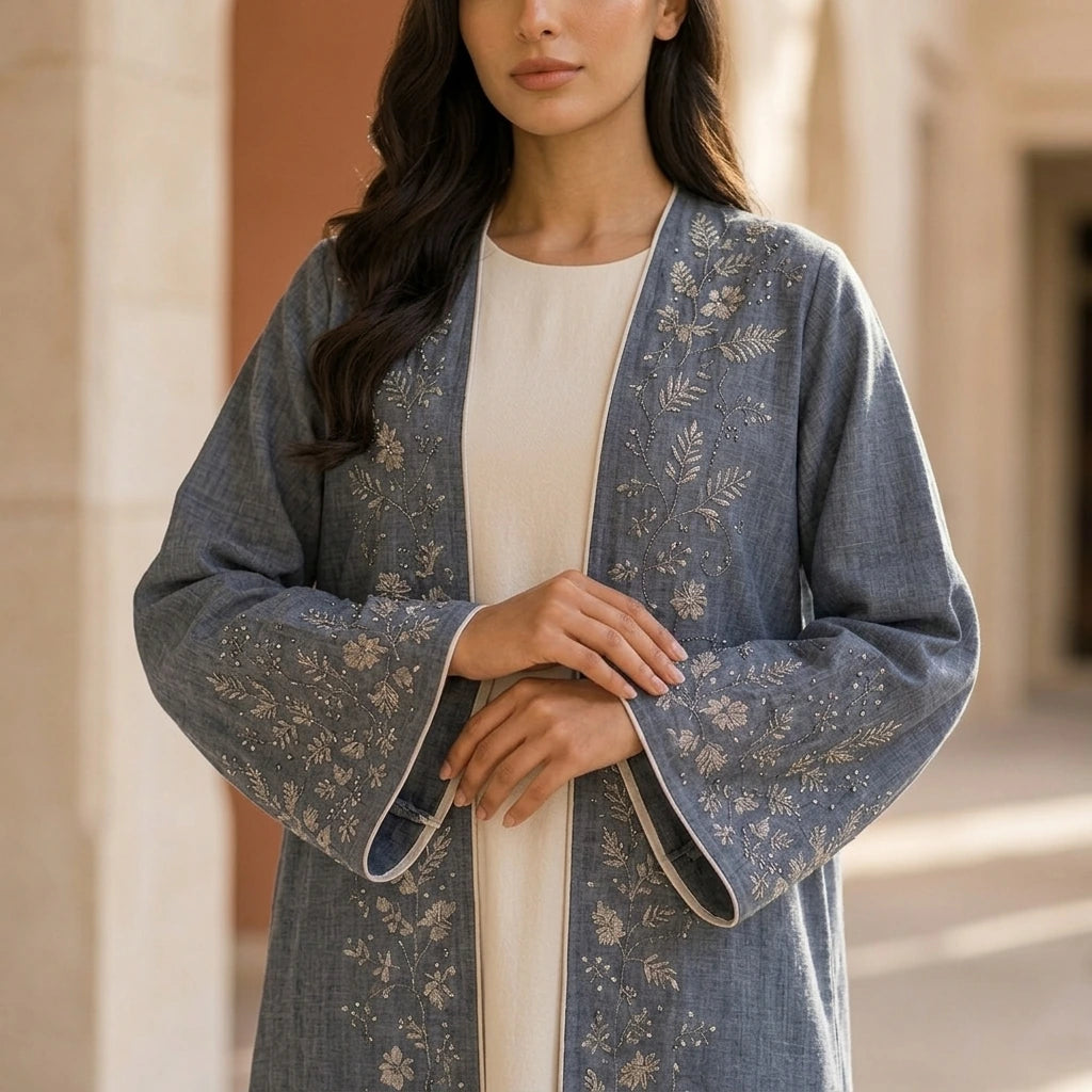 Silver Garden Abaya