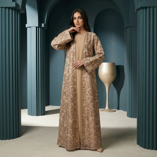 Celestial Brown & Gold Abaya