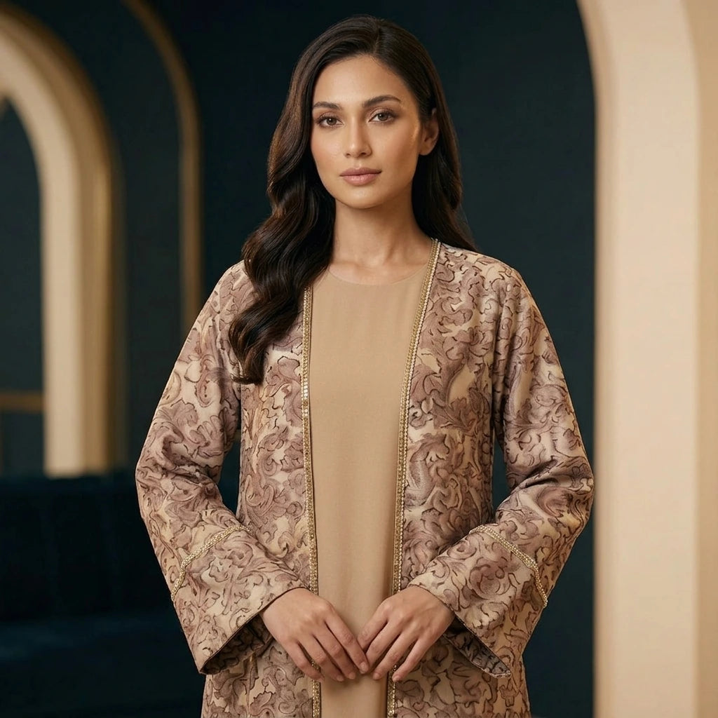 Celestial Brown & Gold Abaya