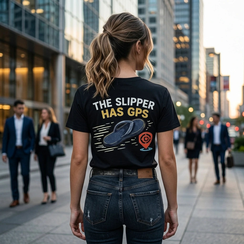 Mom Mode Activated Slipper GPS Graphic T-Shirt