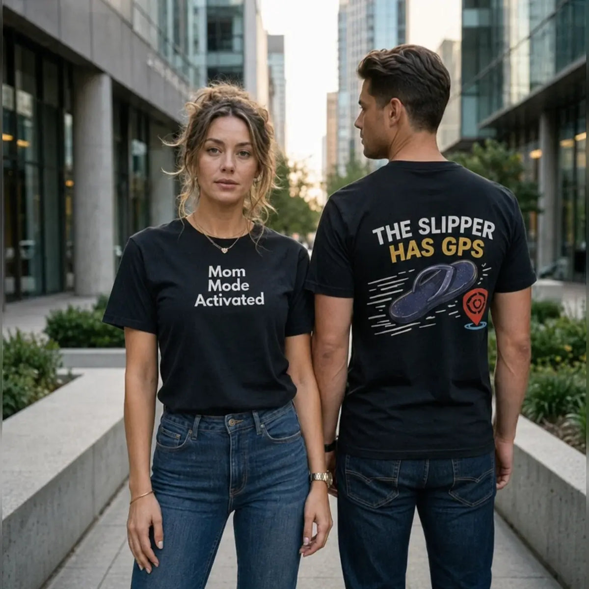 Mom Mode Activated Slipper GPS Graphic T-Shirt