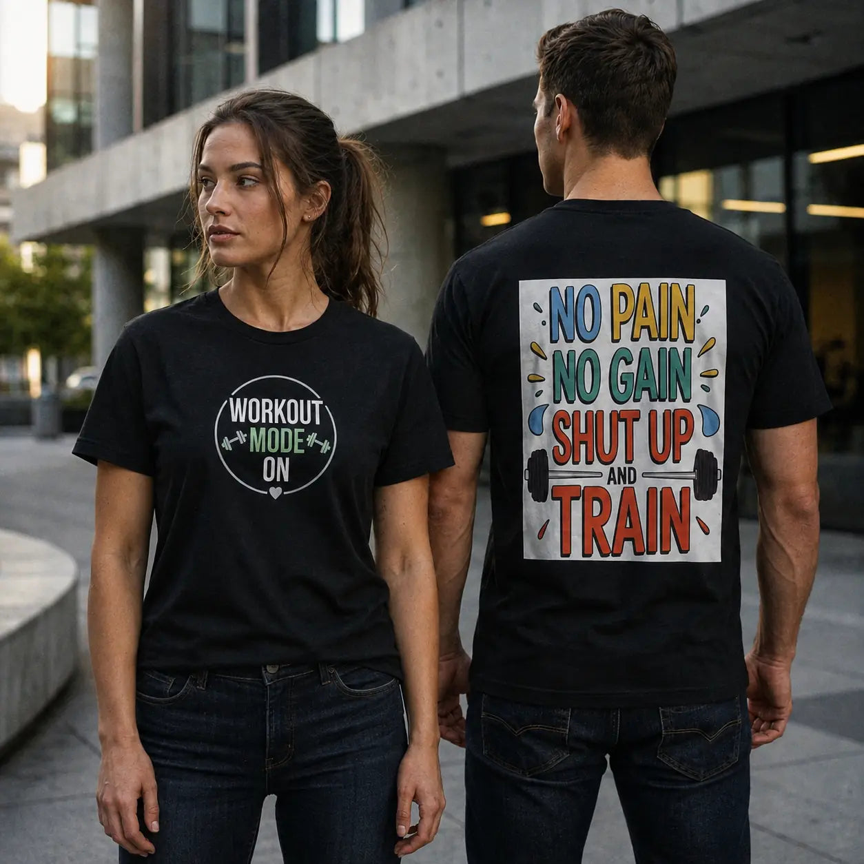 Workout Mode On No Pain No Gain Graphic T-Shirt